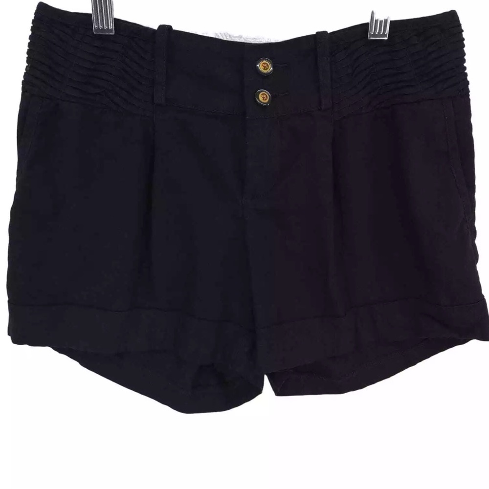 Anthropologie Elevenses Ship Shape Navy Linen Blend Shorts Size 4